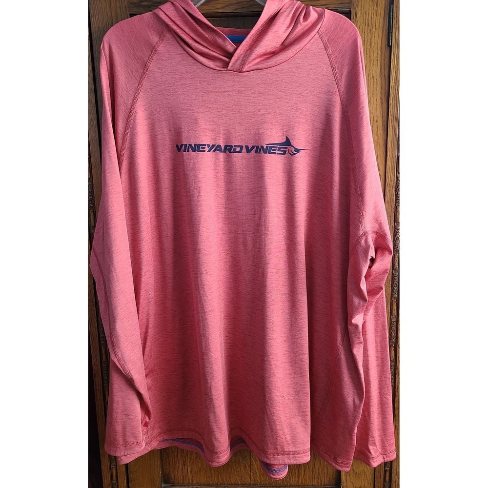 Vineyard Vines Performance Hoodie Mens XXL Coral Pink Marlin Graphic 1V015887